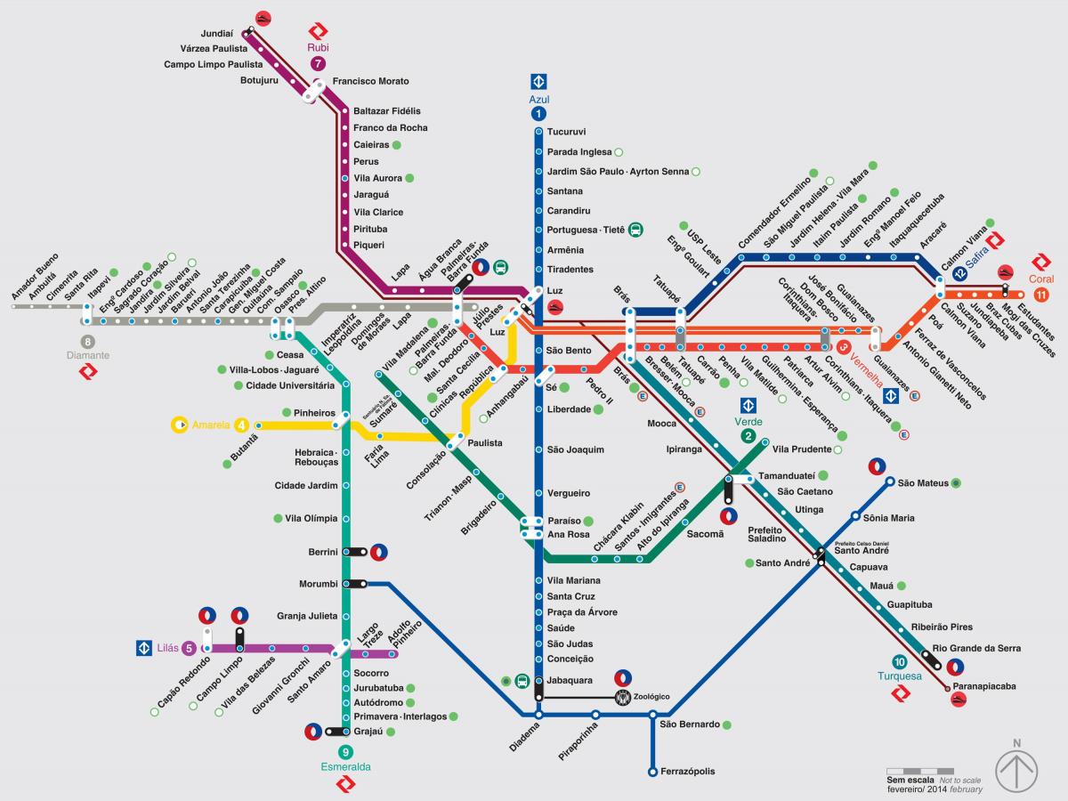 São Paulo Metro-Stationen Karte